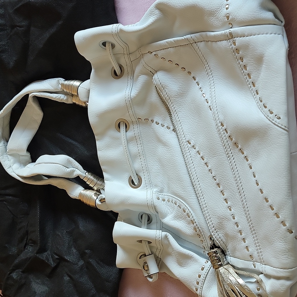White Handbag with Tassel Detail